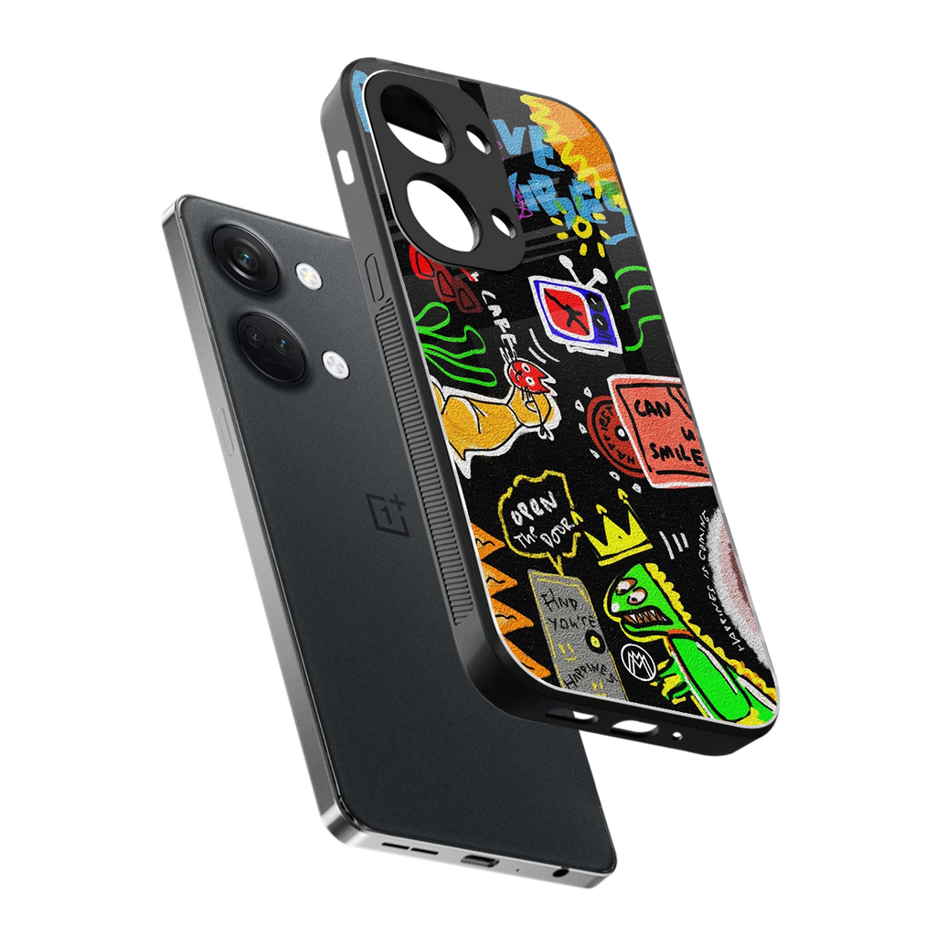 graffiti back phone cover | glass case for oneplus nord 3