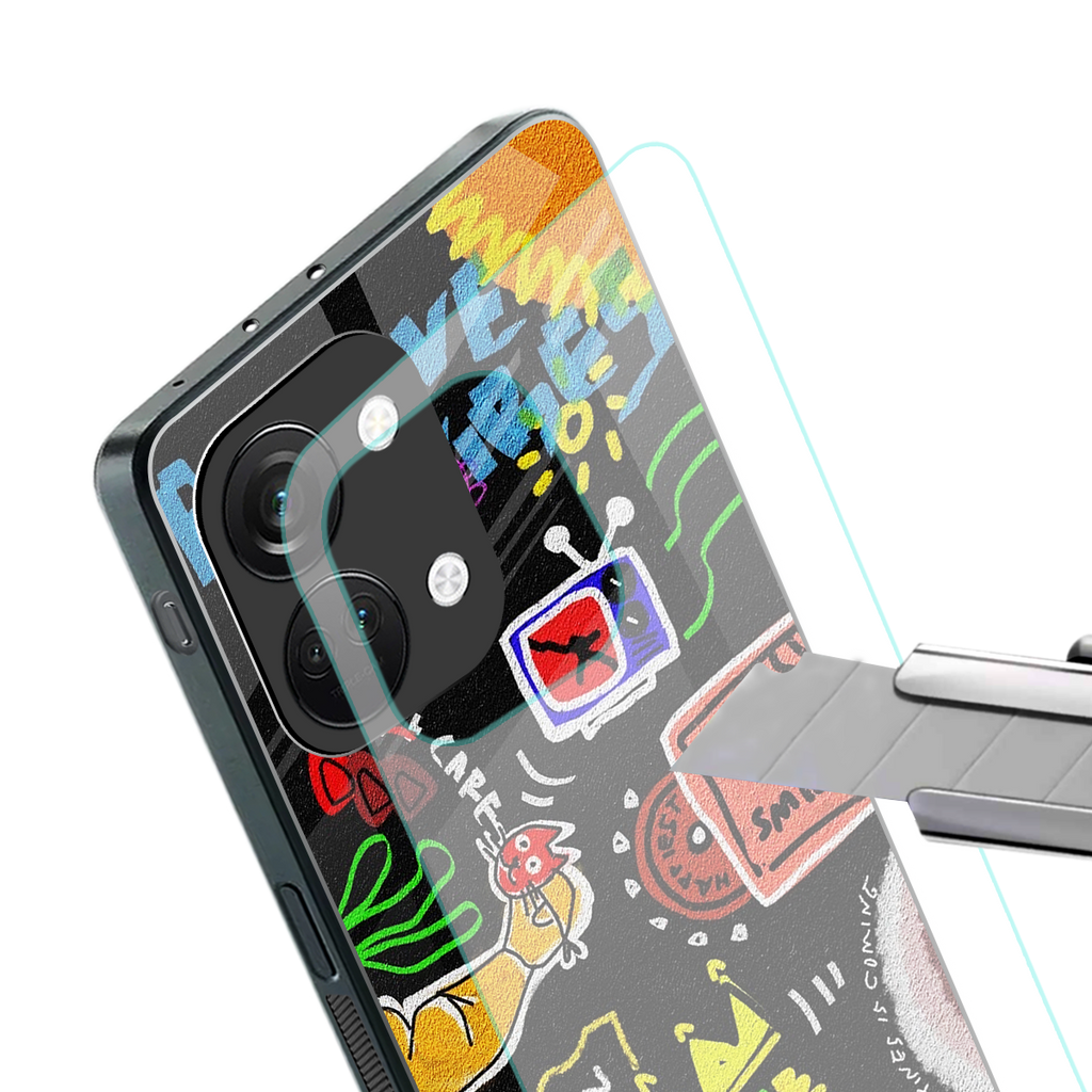 graffiti back phone cover | glass case for oneplus nord 3