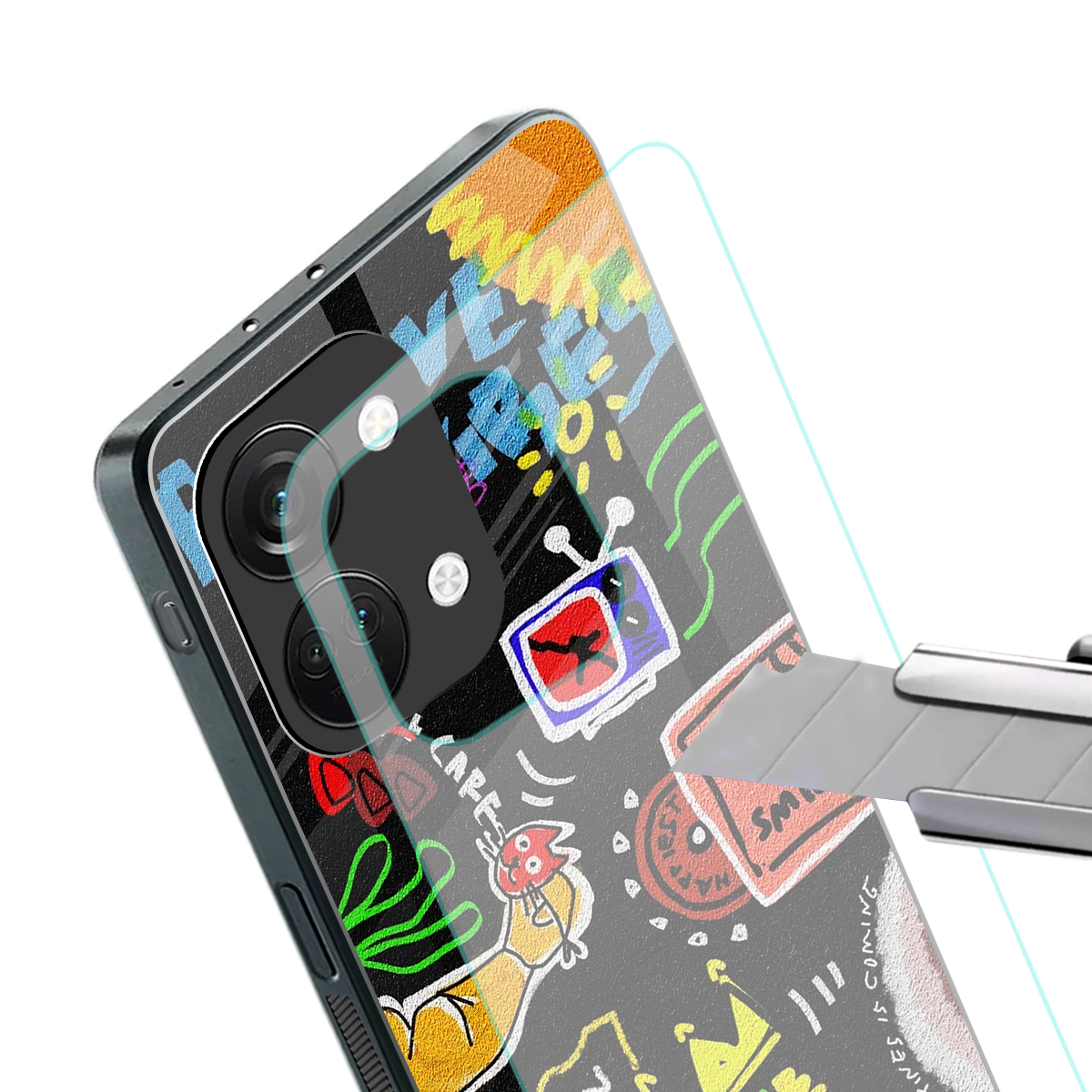 graffiti back phone cover | glass case for oneplus nord 3