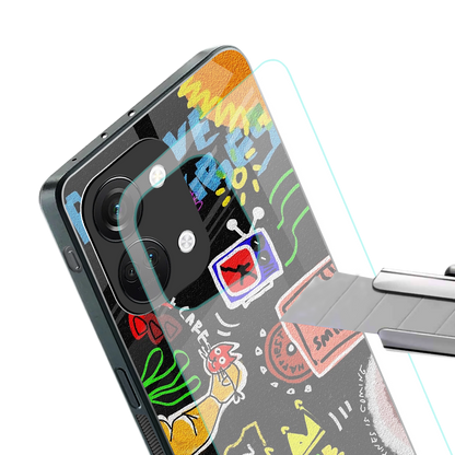 graffiti back phone cover | glass case for oneplus nord 3