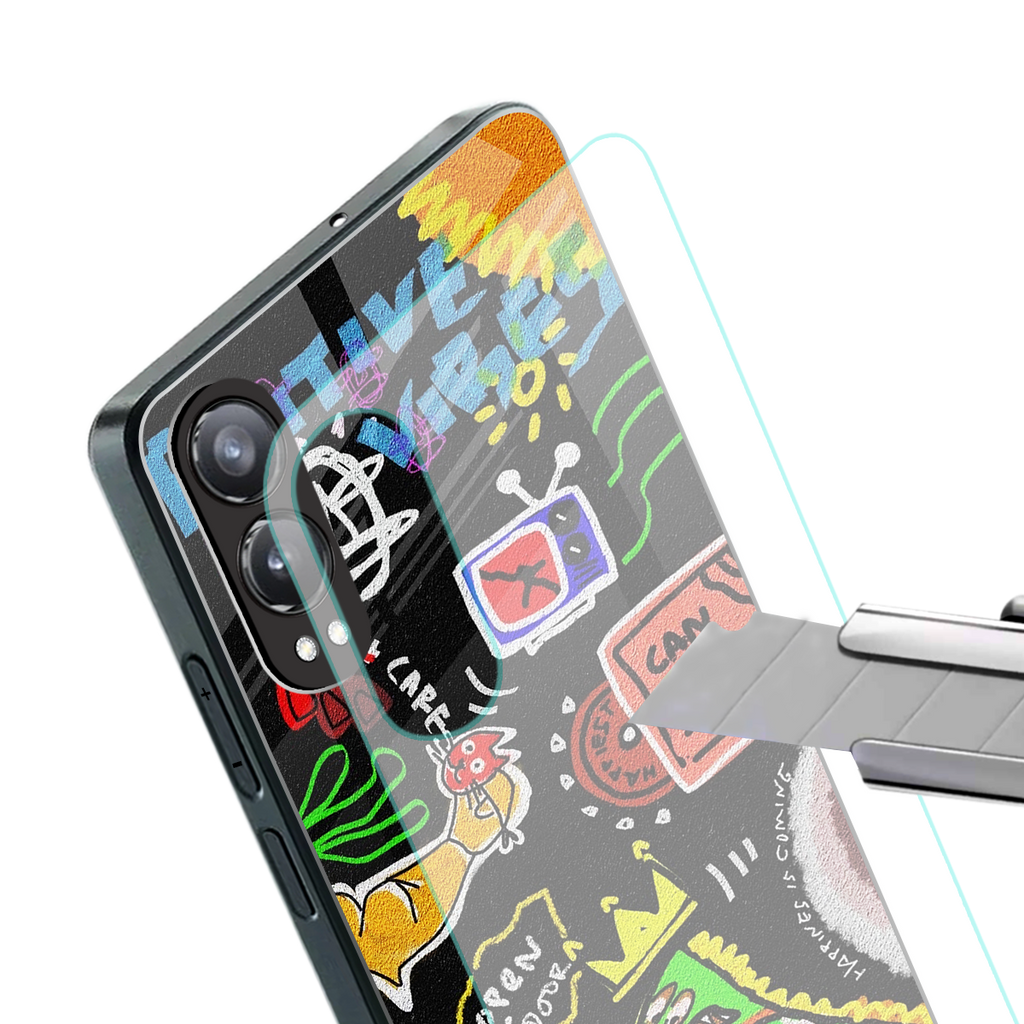 graffiti back phone cover | glass case for oneplus nord ce 4 lite