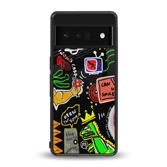 graffiti back phone cover | glass case for google pixel 6 pro
