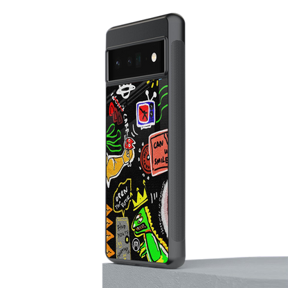 graffiti back phone cover | glass case for google pixel 6 pro