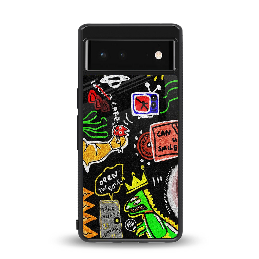 graffiti back phone cover | glass case for google pixel 6