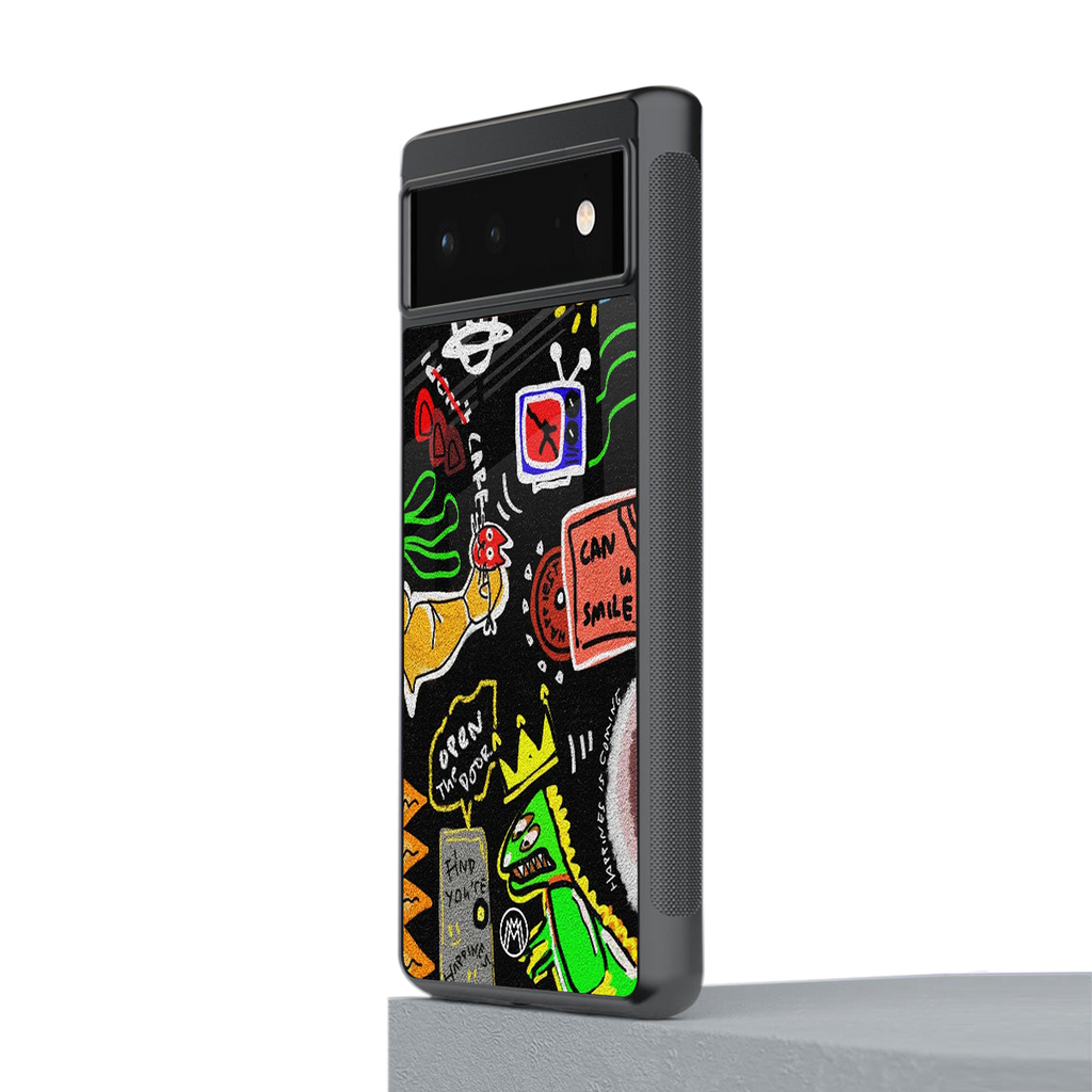graffiti back phone cover | glass case for google pixel 6