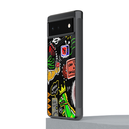graffiti back phone cover | glass case for google pixel 6