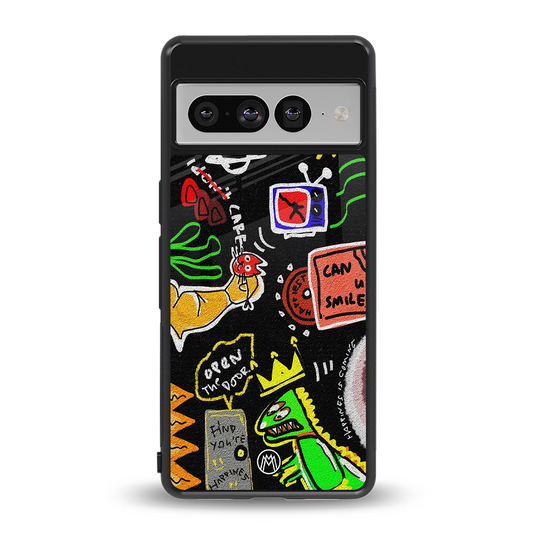 graffiti back phone cover | glass case for google pixel 7 pro