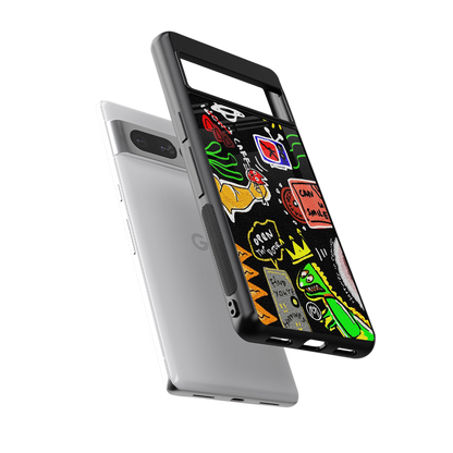 graffiti back phone cover | glass case for google pixel 7 pro