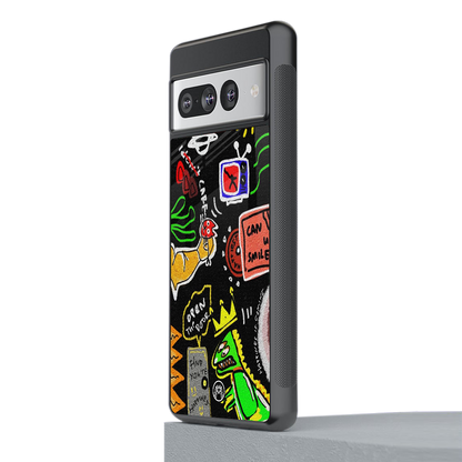 graffiti back phone cover | glass case for google pixel 7 pro