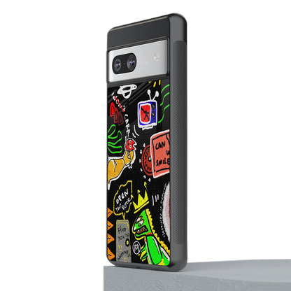 graffiti back phone cover | glass case for Google Pixel 7A