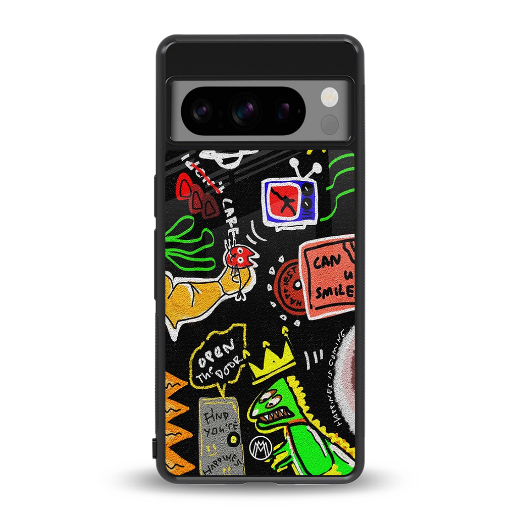 graffiti back phone cover | glass case for google pixel 8 pro