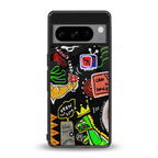 graffiti back phone cover | glass case for google pixel 8 pro