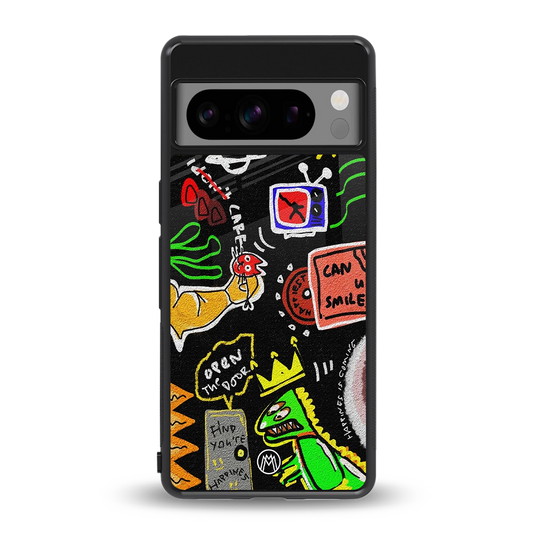 graffiti back phone cover | glass case for google pixel 8 pro