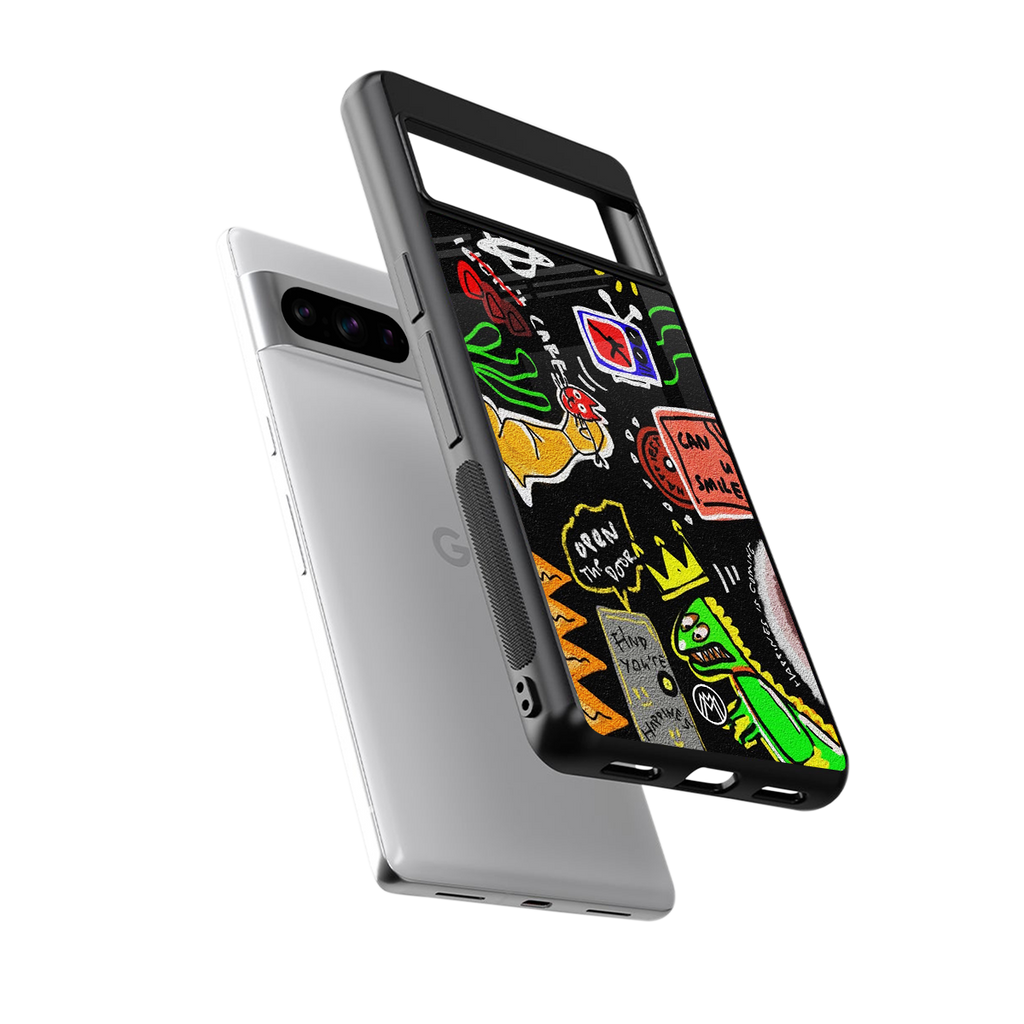 graffiti back phone cover | glass case for google pixel 8 pro