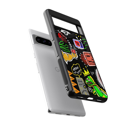 graffiti back phone cover | glass case for google pixel 8 pro