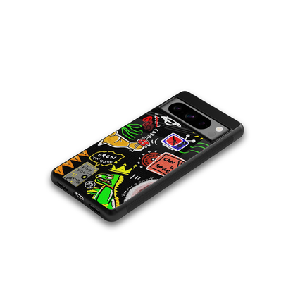 graffiti back phone cover | glass case for google pixel 8 pro
