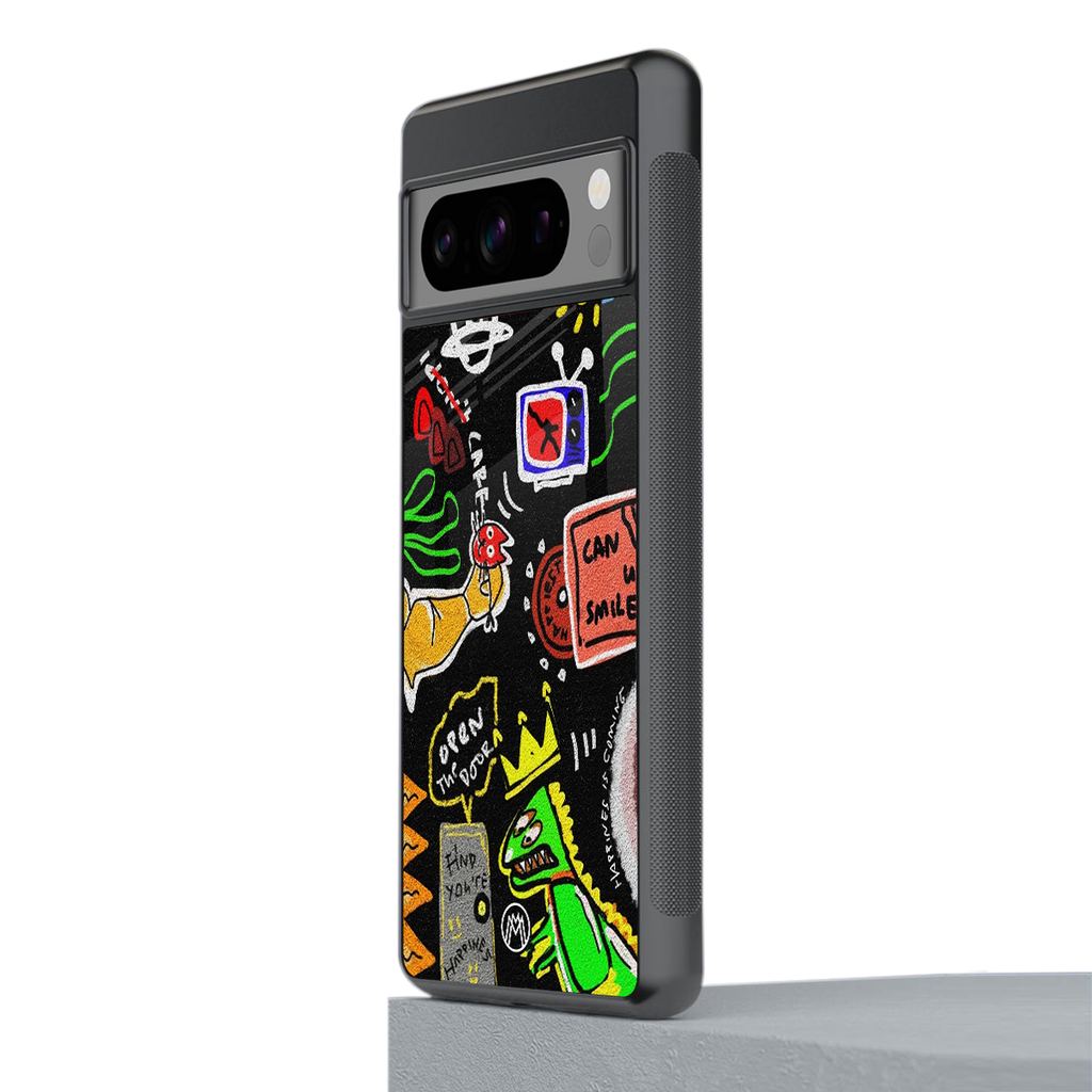 graffiti back phone cover | glass case for google pixel 8 pro