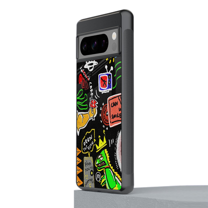 graffiti back phone cover | glass case for google pixel 8 pro