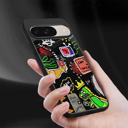 graffiti back phone cover | glass case for google pixel 9