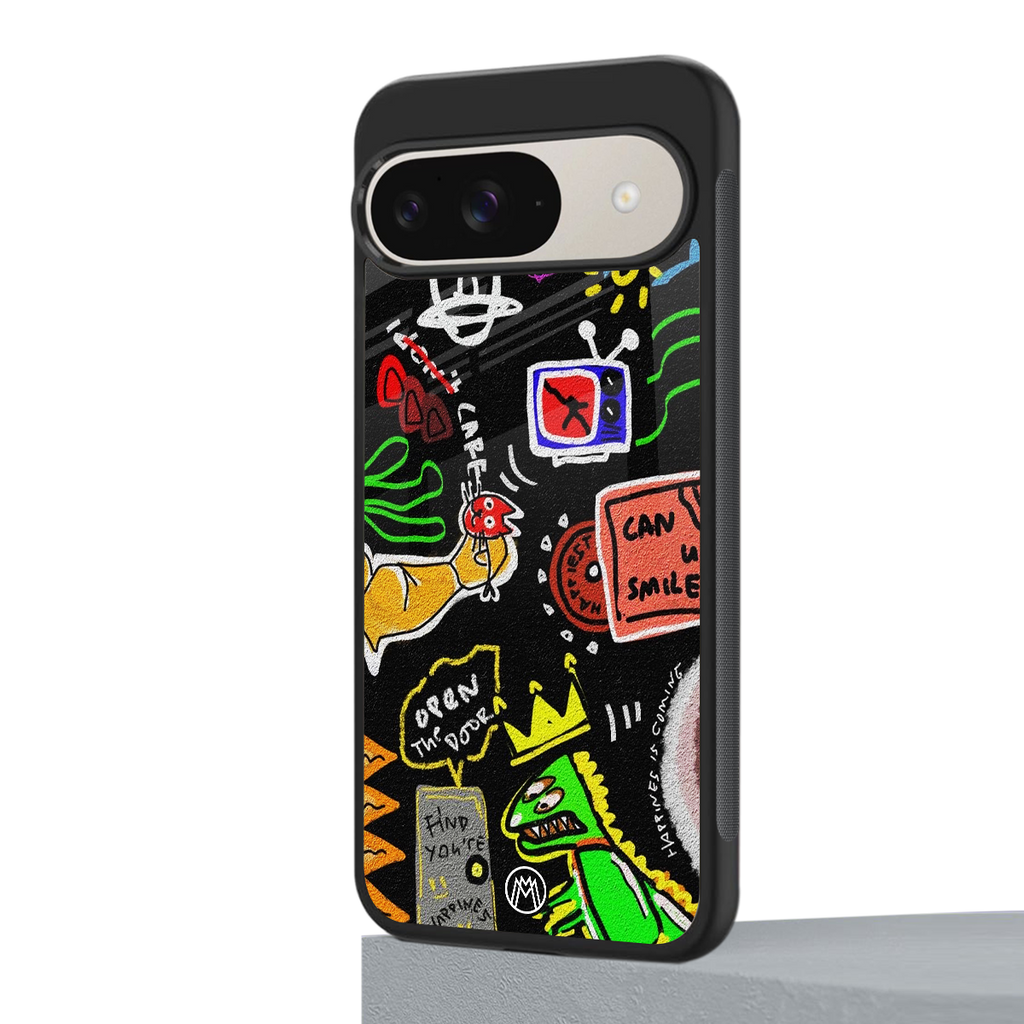 graffiti back phone cover | glass case for google pixel 9
