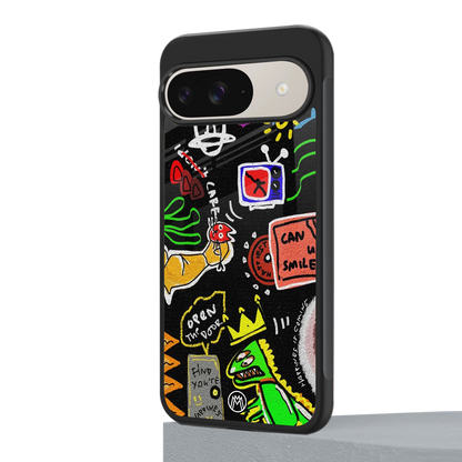 graffiti back phone cover | glass case for google pixel 9