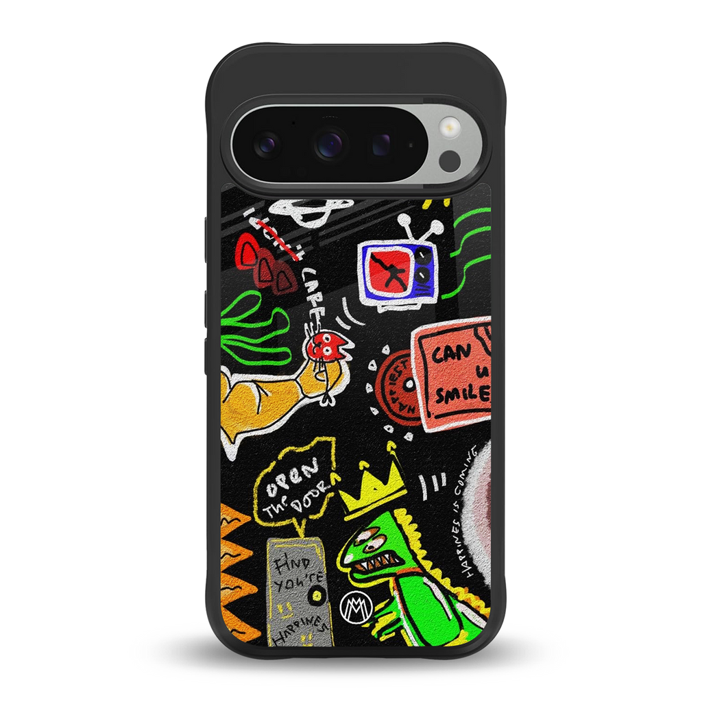 graffiti back phone cover | glass case for google pixel 9 pro xl
