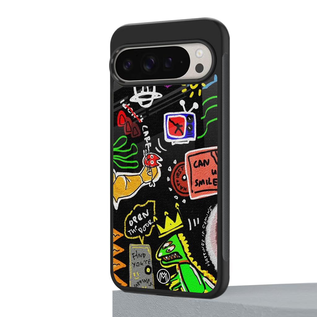graffiti back phone cover | glass case for google pixel 9 pro