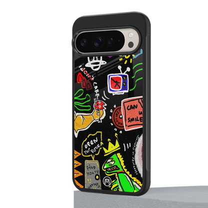 graffiti back phone cover | glass case for google pixel 9 pro