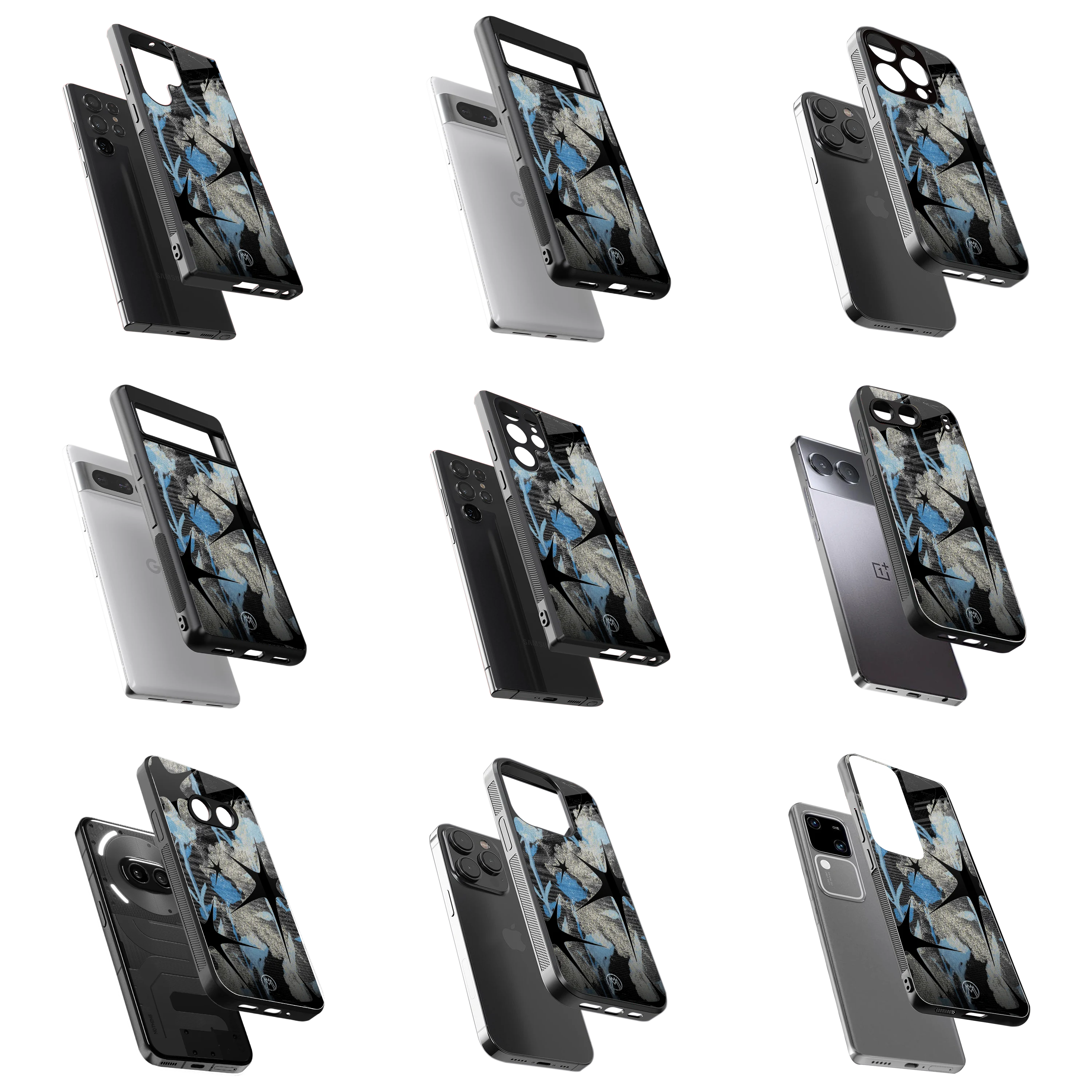 Durable Glass Back Mobile Case for iPhone, Samsung, OnePlus, Google Pixel, Redmi, Vivo, Oppo