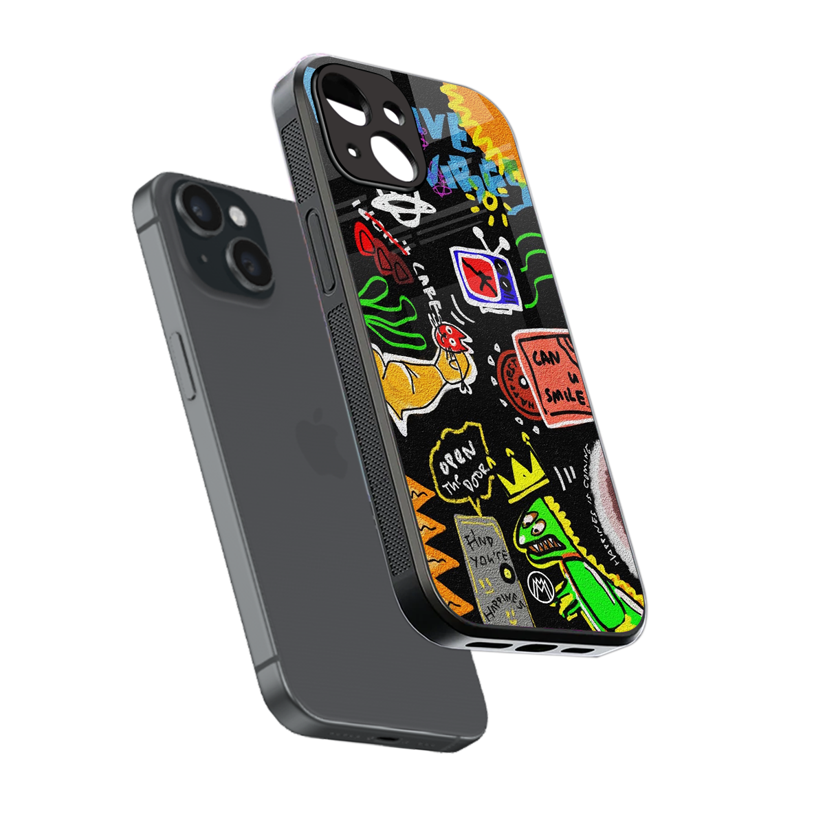 graffiti back phone cover | glass case for iphone 15