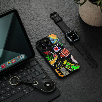 graffiti back phone cover | glass case for iphone 16 pro max