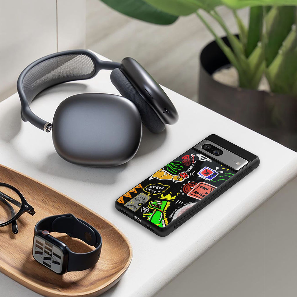 graffiti back phone cover | glass case for iphone 16 pro