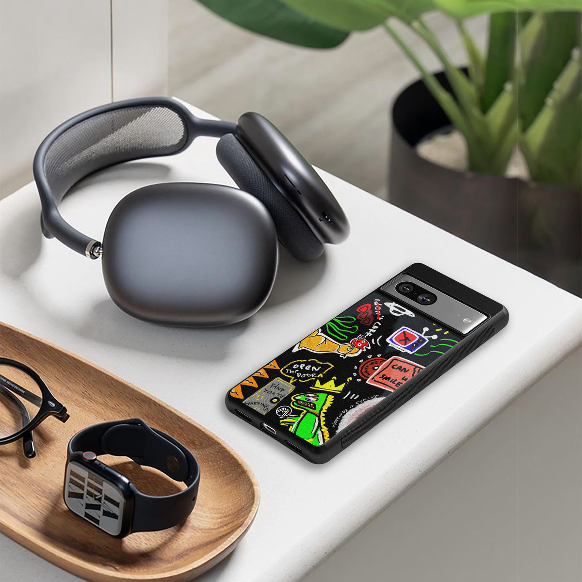 graffiti back phone cover | glass case for iphone 16 pro