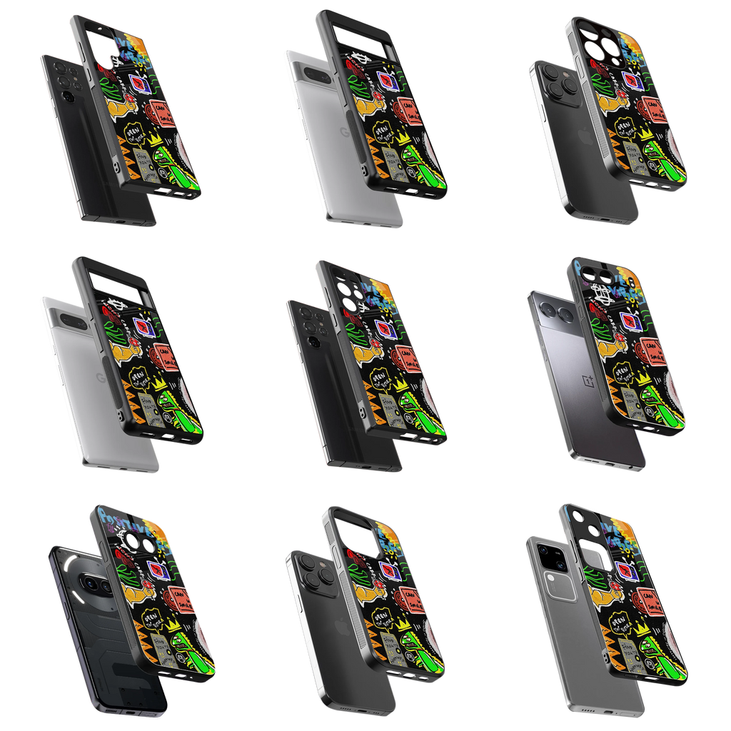 Durable Glass Back Mobile Case for iPhone, Samsung, OnePlus, Google Pixel, Redmi, Vivo, Oppo