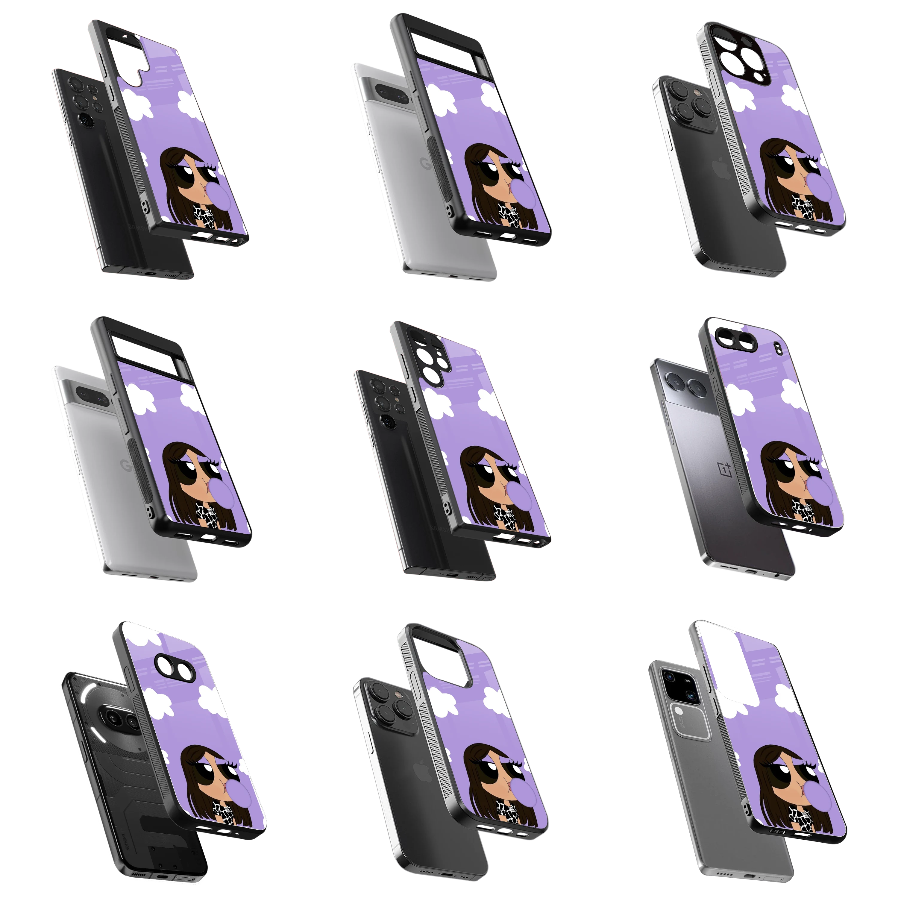 Durable Glass Back Mobile Case for iPhone, Samsung, OnePlus, Google Pixel, Redmi, Vivo, Oppo
