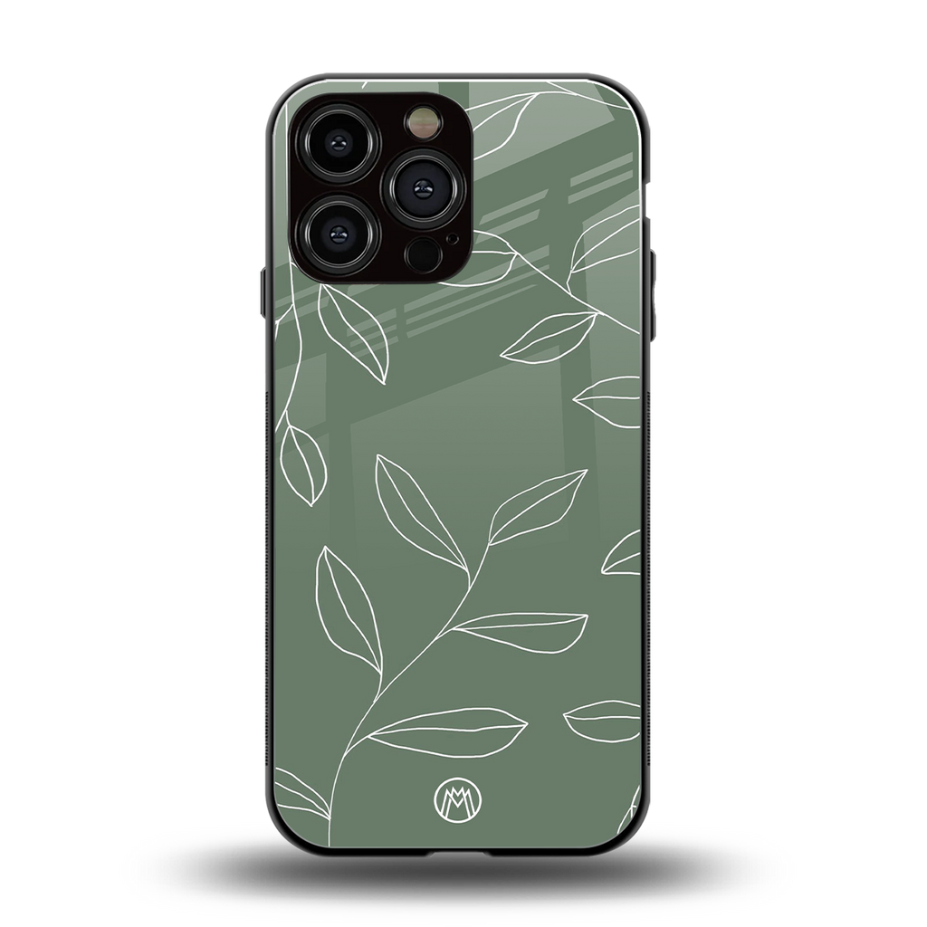green petals back phone cover | glass case for iphone 13 pro max