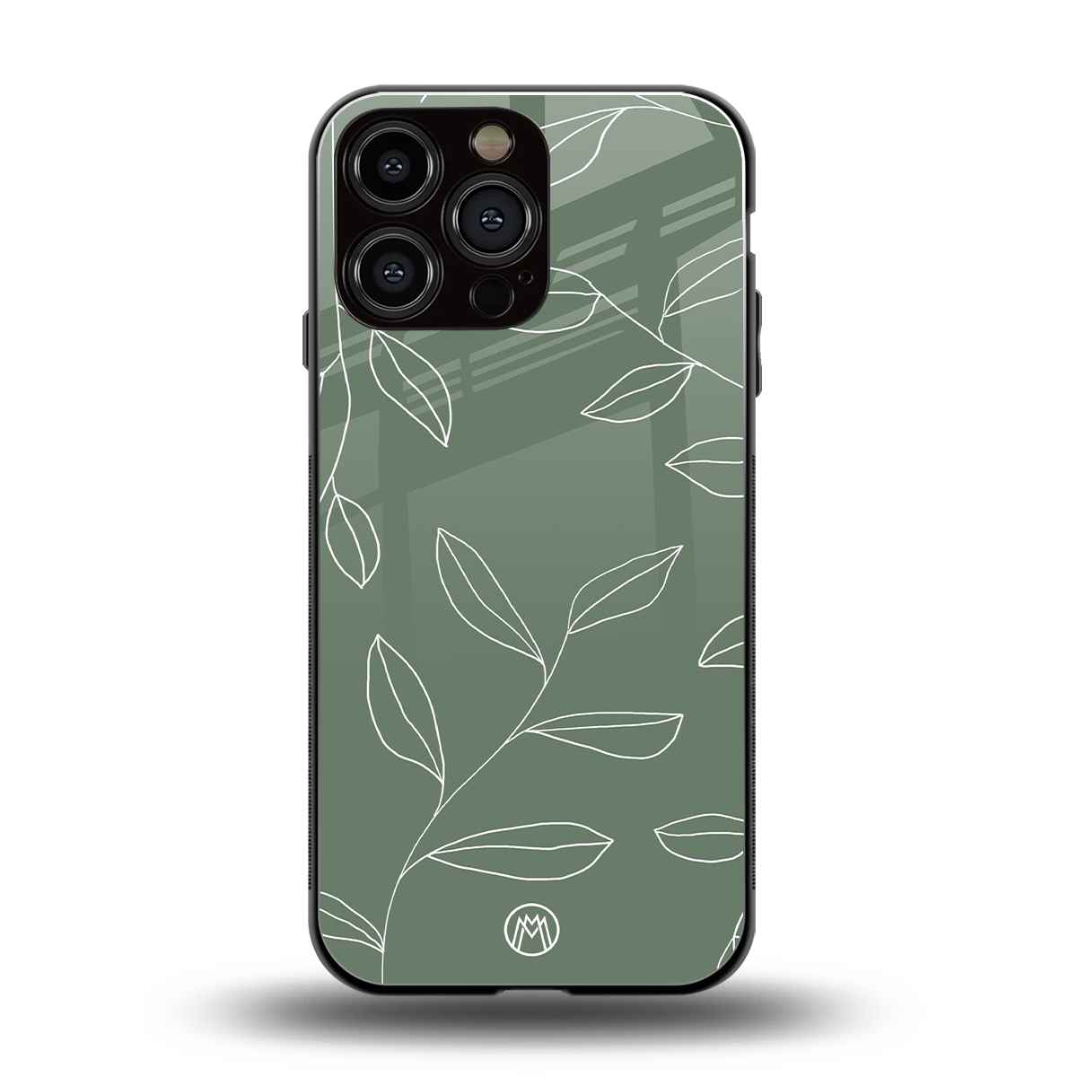 green petals back phone cover | glass case for iphone 13 pro max