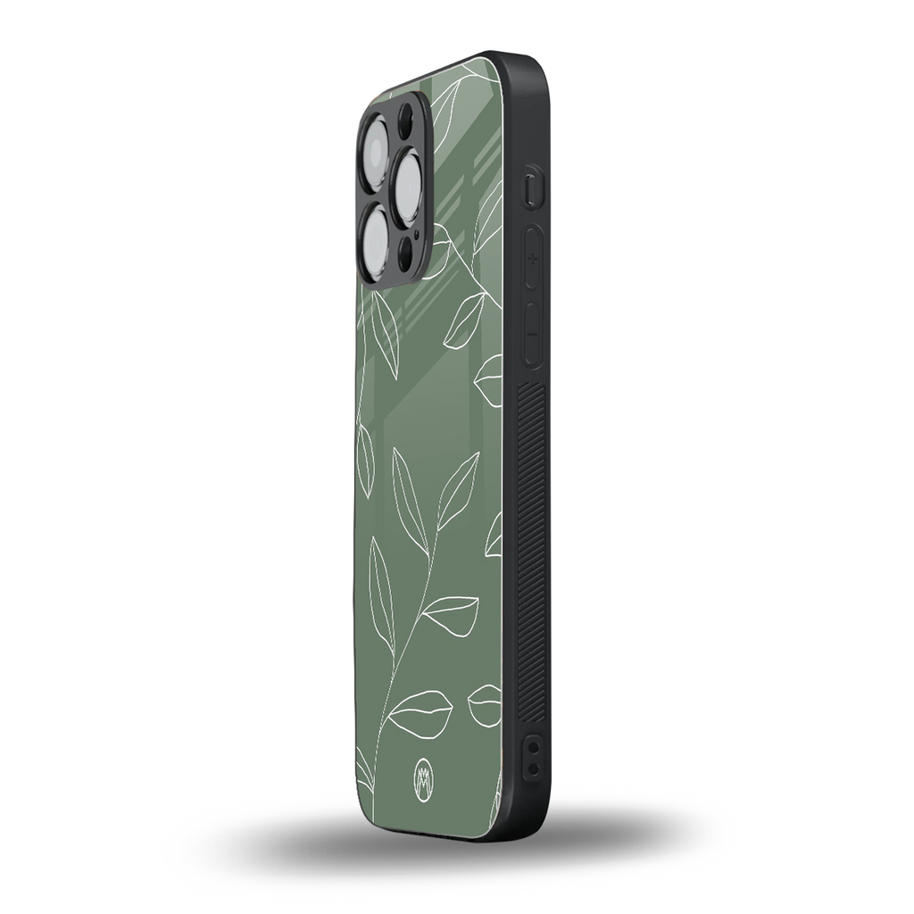 green petals back phone cover | glass case for iphone 13 pro max