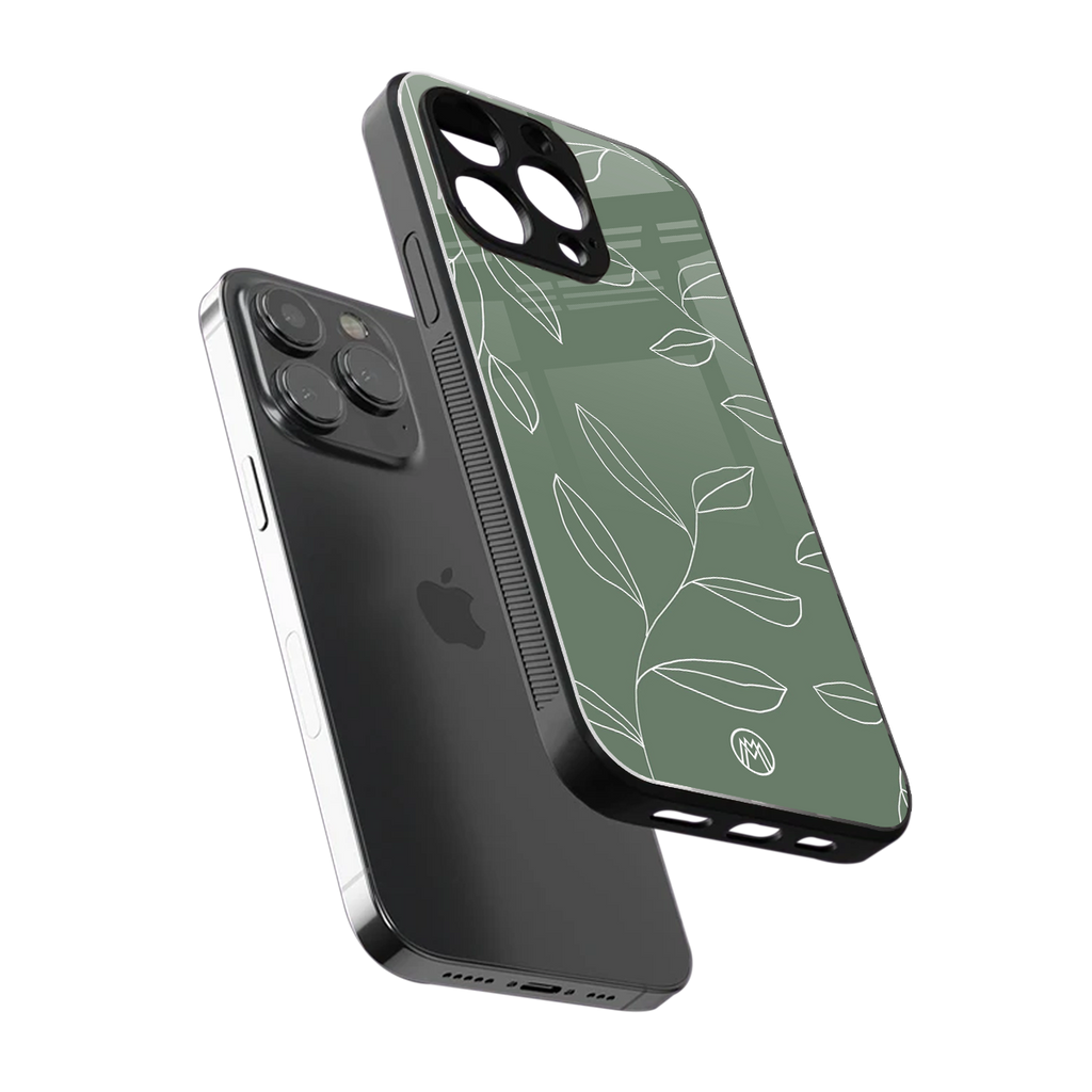 green petals back phone cover | glass case for iphone 13 pro