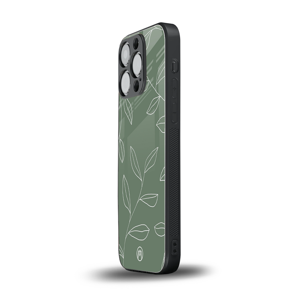 green petals back phone cover | glass case for iphone 13 pro