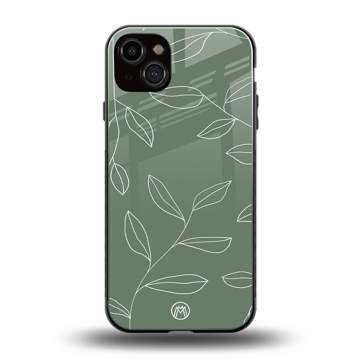 green petals back phone cover | glass case for iphone 15 plus