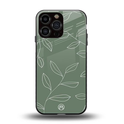 green petals back phone cover | glass case for iphone 14 pro max
