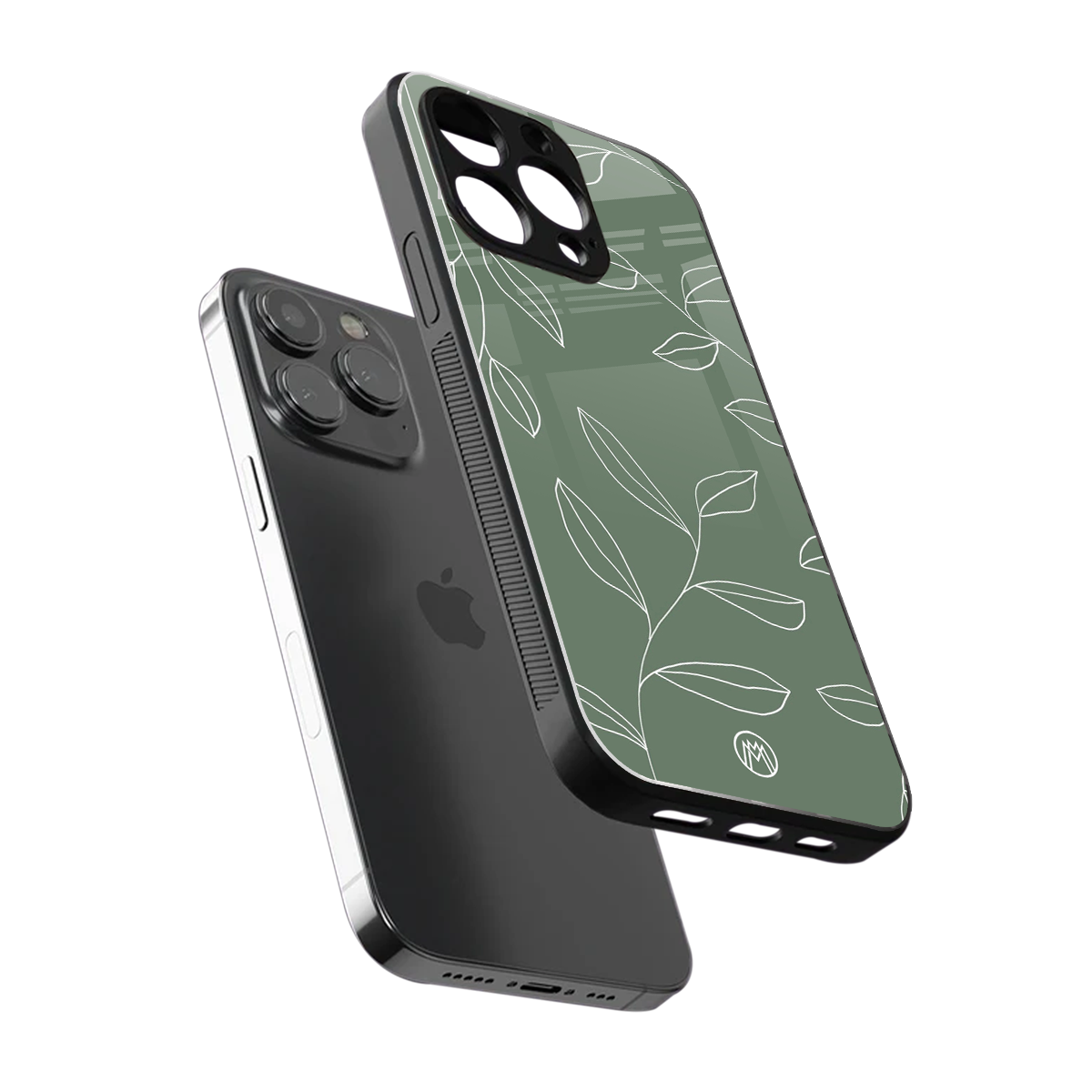 green petals back phone cover | glass case for iphone 15 pro max