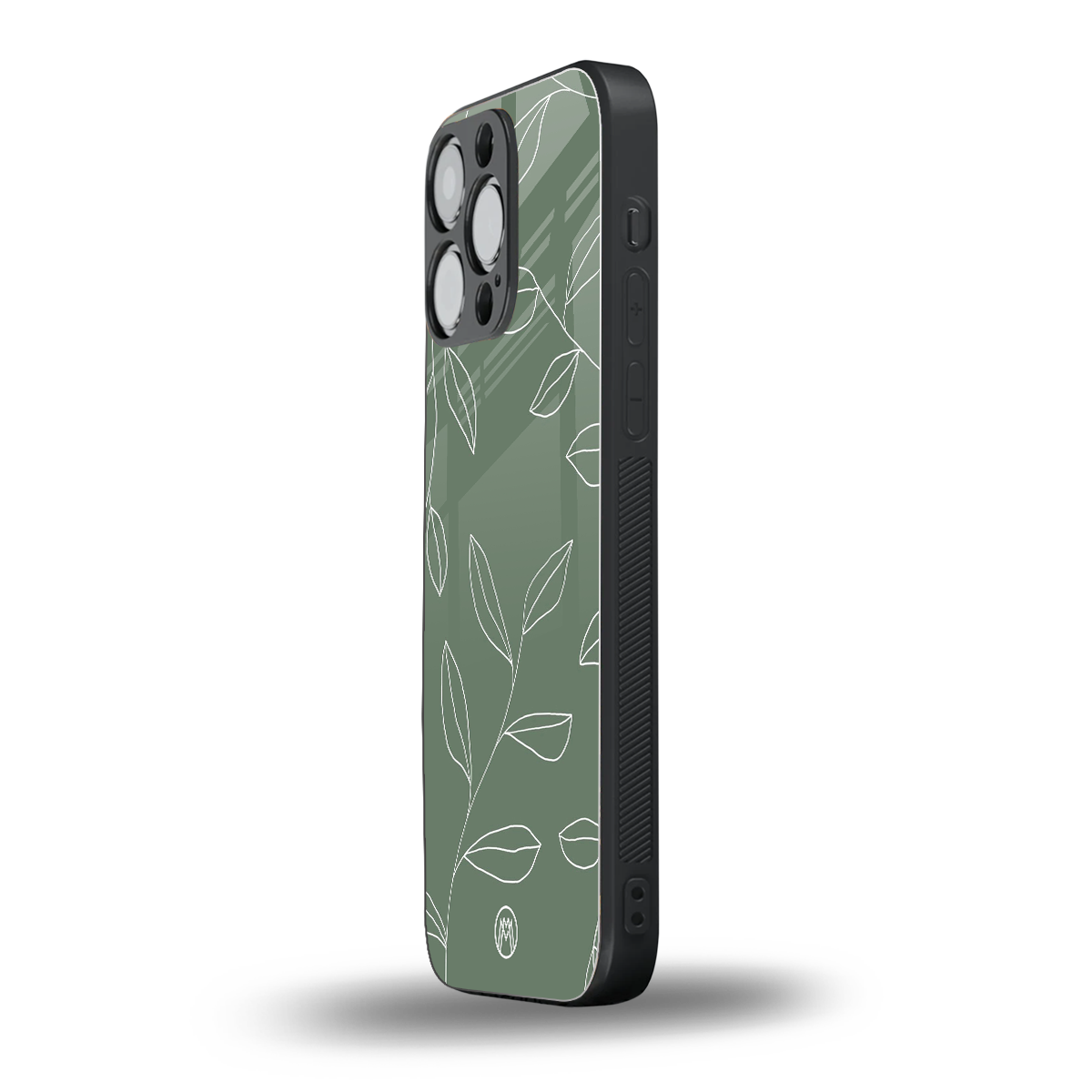 green petals back phone cover | glass case for iphone 15 pro max