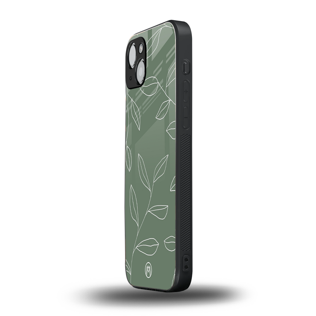 green petals back phone cover | glass case for iphone 15