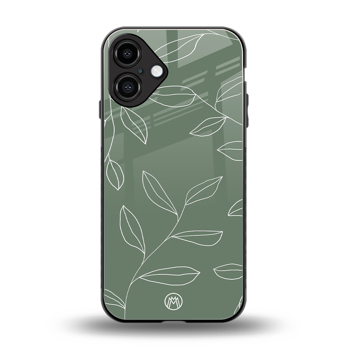 green petals back phone cover | glass case for iphone 16 plus