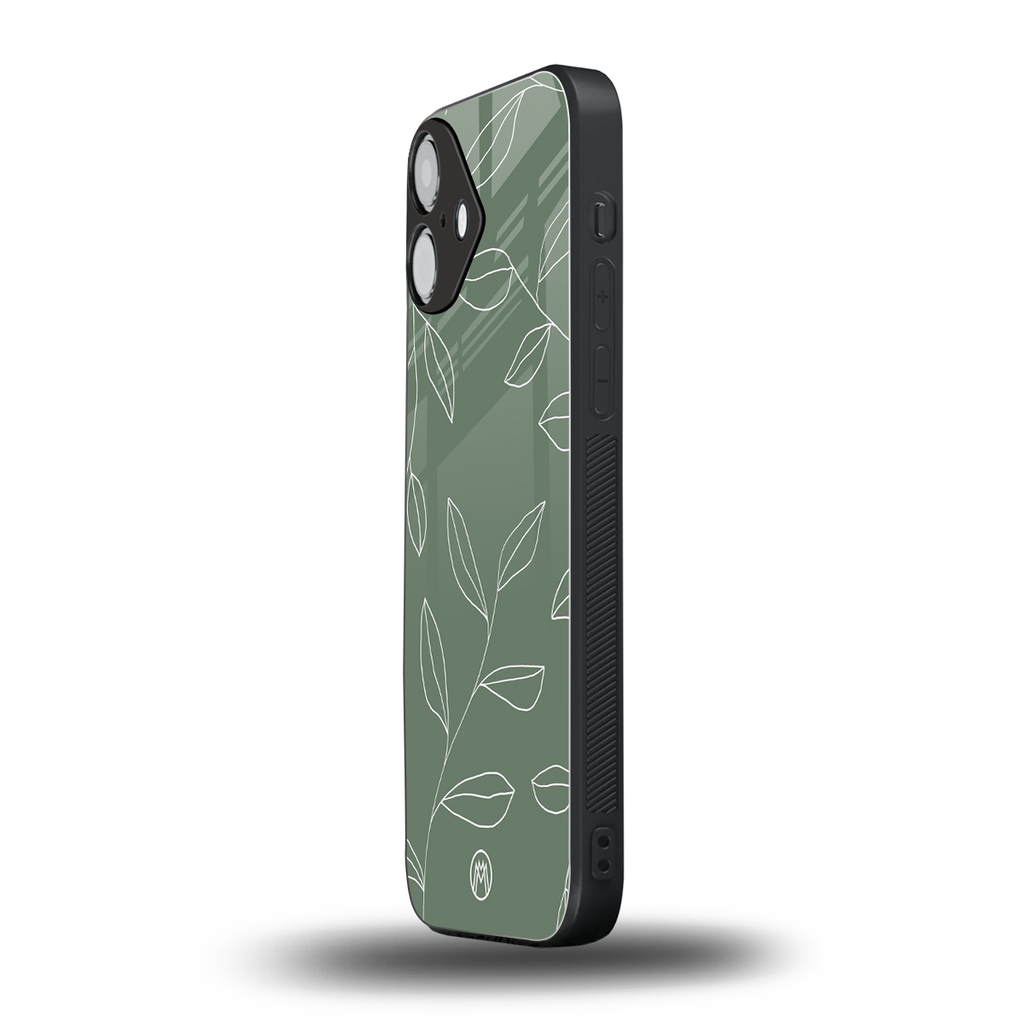 green petals back phone cover | glass case for iphone 16 plus