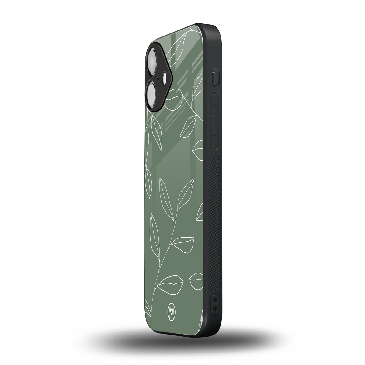 green petals back phone cover | glass case for iphone 16 plus