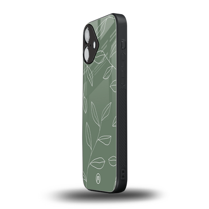 green petals back phone cover | glass case for iphone 16 plus