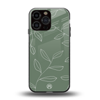 green petals back phone cover | glass case for iphone 16 pro max